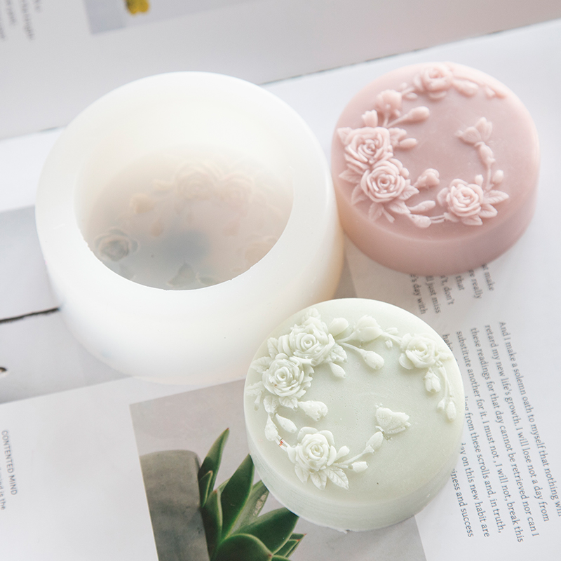 Candle Making Items - Round Shape Rose Flower Handmade Soap