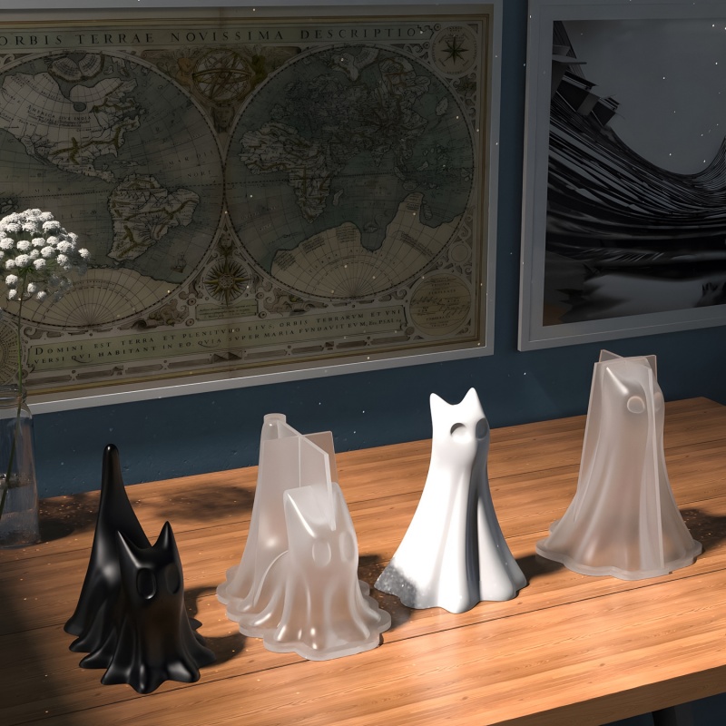 Ghost Cat Halloween Desktop Or - Candle Making Tools review and price