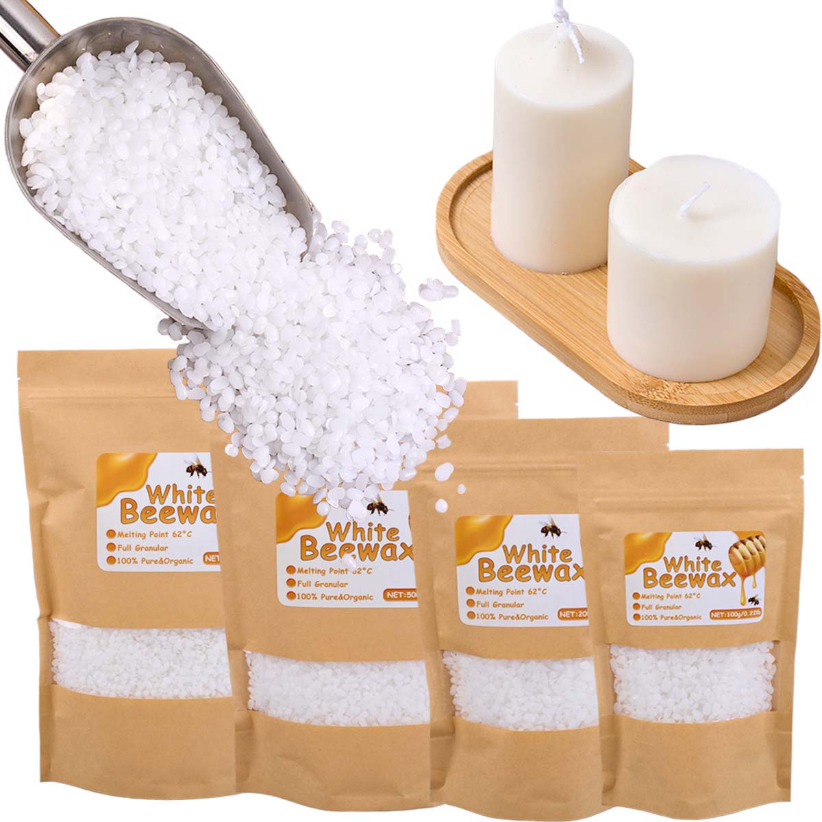 White Beeswax Pure Natural Gra - Candle Making Wicks review and price